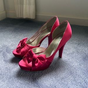Watermelon peep toe heels